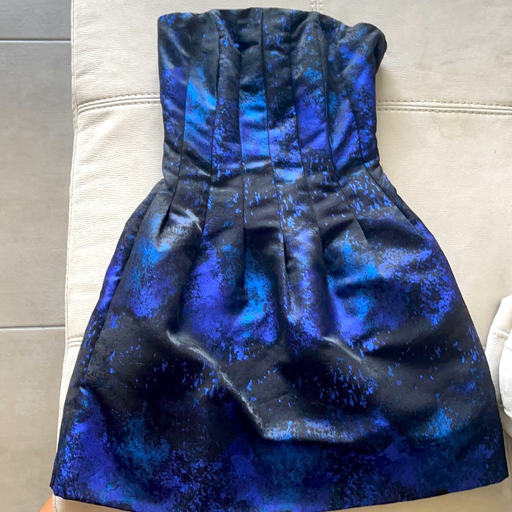 H&M blue and black strapless dress, corset top